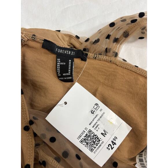 Women’s Size M Corset Polka Dot Crop Top Chocolate Brown Festival Peasant Castle - Picture 4 of 7